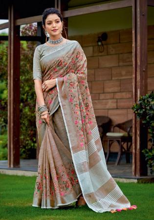 Picture of Splendid Linen Rosy Brown Saree