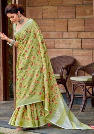 Picture of Shapely Linen Dark Sea Green Saree
