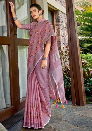 Picture of Statuesque Linen Violet Saree