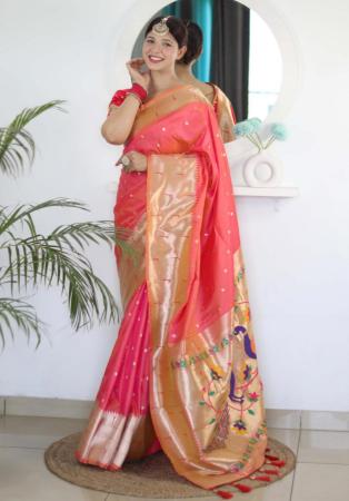 Picture of Lovely Silk Salmon Saree