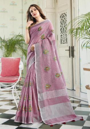 Picture of Shapely Linen Plum Saree