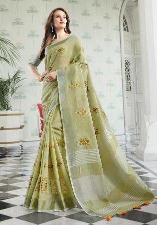 Picture of Lovely Linen Dark Khaki Saree