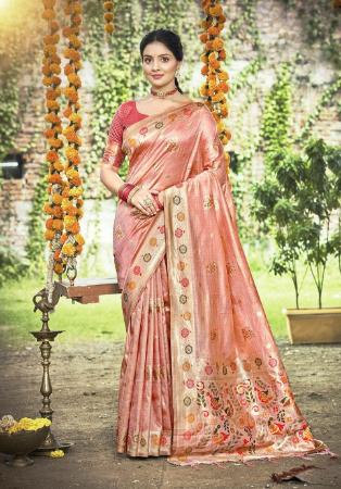 Picture of Resplendent Silk Salmon Saree