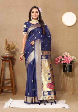 Picture of Beauteous Silk Dark Slate Blue Saree