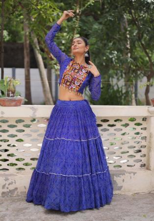 Picture of Georgette Dark Slate Blue Readymade Lehenga Choli