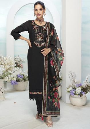 Picture of Grand Silk Black Readymade Salwar Kameez