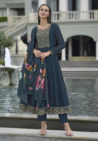 Picture of Good Looking Silk Dark Slate Grey Readymade Salwar Kameez