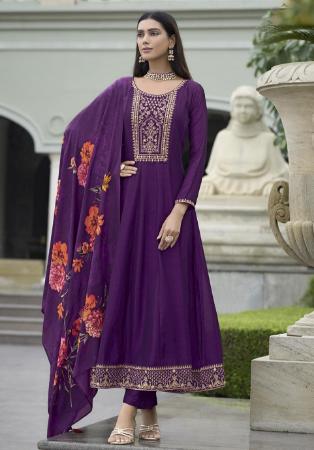 Picture of Grand Silk Purple Readymade Salwar Kameez