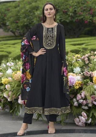 Picture of Wonderful Silk Black Readymade Salwar Kameez