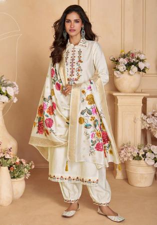 Picture of Comely Silk Off White Readymade Salwar Kameez