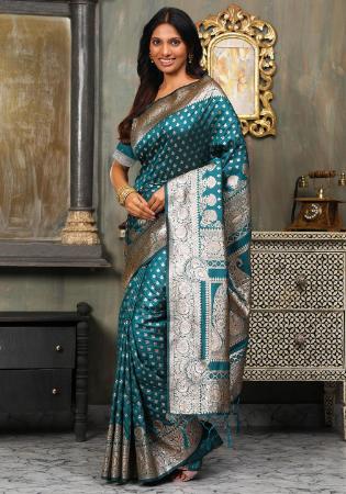 Picture of Fine Silk Dark Olive Green Saree
