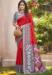 Picture of Magnificent Silk Light Slate Grey & Indian Red Saree