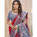 Picture of Magnificent Silk Light Slate Grey & Indian Red Saree