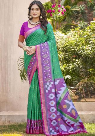Picture of Beautiful Silk Medium Sea Green Saree