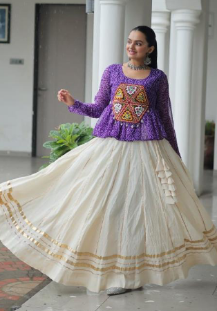 Picture of Cotton & Georgette Off White Readymade Lehenga Choli