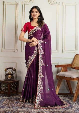Picture of Grand Silk Saddle Brown Saree