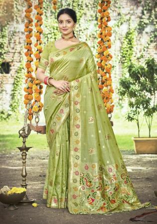Picture of Excellent Silk Dark Khaki Saree
