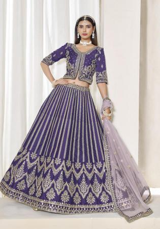 Picture of Fine Silk Dark Slate Blue Lehenga Choli
