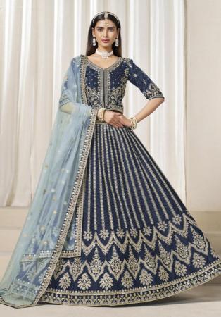 Picture of Fine Silk Dark Slate Blue Lehenga Choli