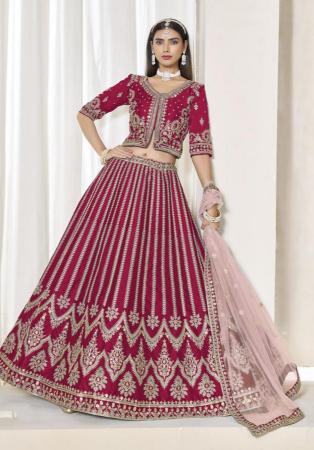 Picture of Gorgeous Silk Fire Brick Lehenga Choli