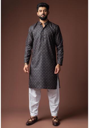 Picture of Sightly Linen & Silk Black Kurtas