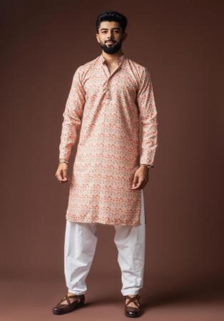 Picture of Beautiful Linen & Silk Beige Kurtas