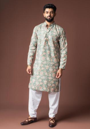 Picture of Grand Linen & Silk Dark Grey Kurtas