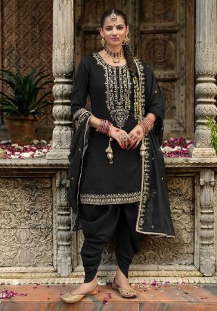 Picture of Shapely Silk Black Readymade Salwar Kameez