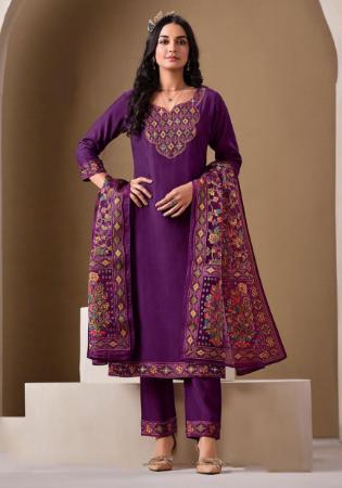 Picture of Good Looking Silk Purple Readymade Salwar Kameez