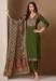 Picture of Silk Dark Olive Green Readymade Salwar Kameez