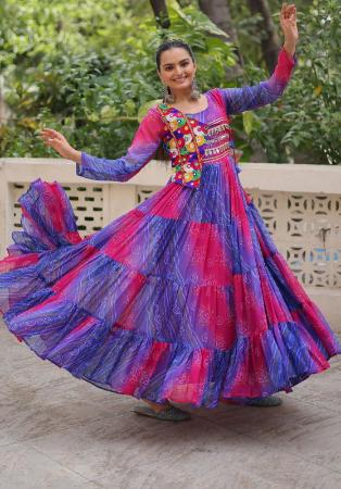 Picture of Lovely Georgette Slate Blue Readymade Gown