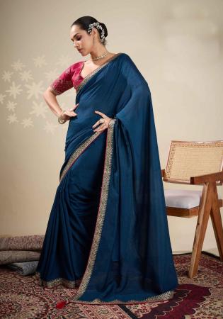 Picture of Statuesque Silk Midnight Blue Saree
