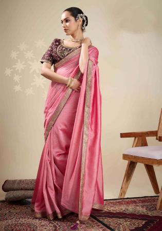 Picture of Enticing Silk Dark Salmon Saree