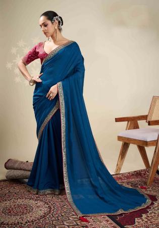 Picture of Bewitching Silk Navy Blue Saree