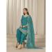 Picture of Statuesque Silk Teal Straight Cut Salwar Kameez