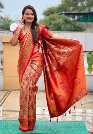 Picture of Splendid Silk Indian Red Saree
