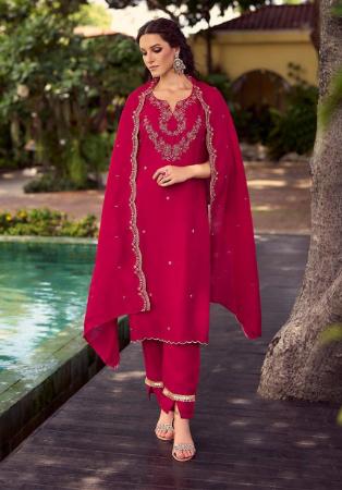 Picture of Comely Silk Dark Red Readymade Salwar Kameez