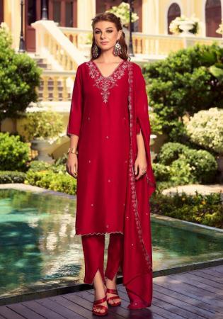 Picture of Statuesque Silk Dark Red Readymade Salwar Kameez