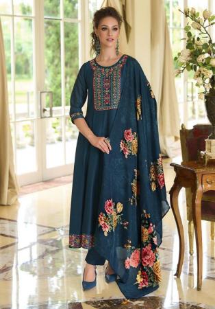 Picture of Beauteous Silk Navy Blue Readymade Salwar Kameez