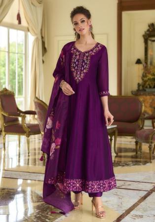 Picture of Amazing Silk Brown Readymade Salwar Kameez