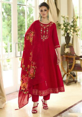 Picture of Amazing Silk Dark Red Readymade Salwar Kameez