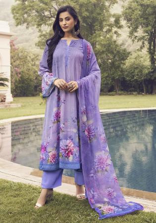 Picture of Crepe Medium Purple Straight Cut Salwar Kameez