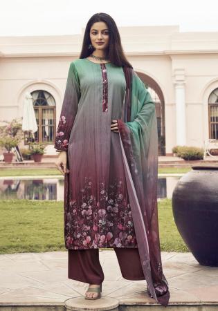 Picture of Crepe Dark Sea Green Straight Cut Salwar Kameez