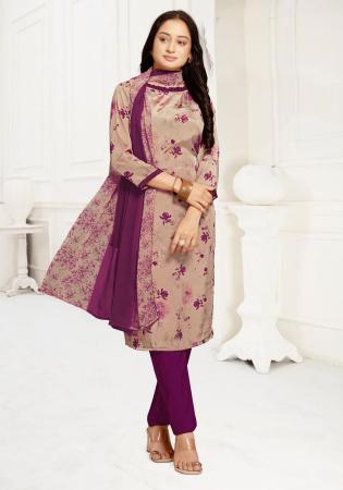 Picture of Fine Crepe Rosy Brown Straight Cut Salwar Kameez