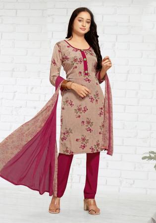 Picture of Splendid Crepe Rosy Brown Straight Cut Salwar Kameez