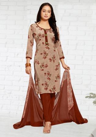 Picture of Classy Crepe Rosy Brown Straight Cut Salwar Kameez
