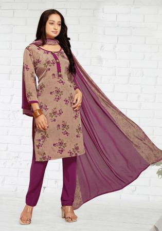 Picture of Elegant Crepe Rosy Brown Straight Cut Salwar Kameez