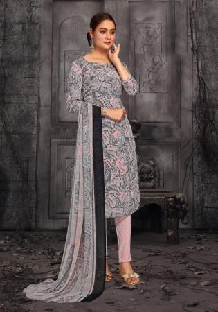 Picture of Nice Crepe Dark Grey Straight Cut Salwar Kameez