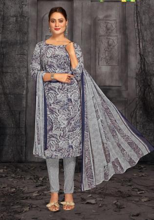 Picture of Delightful Crepe Grey Straight Cut Salwar Kameez