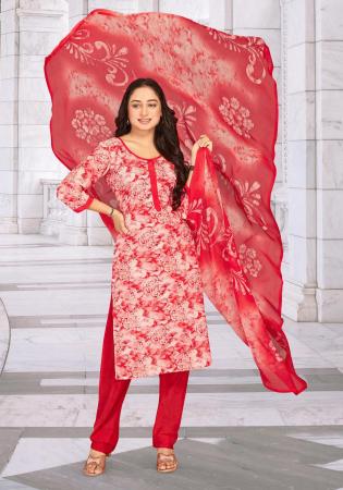Picture of Stunning Crepe Indian Red Straight Cut Salwar Kameez